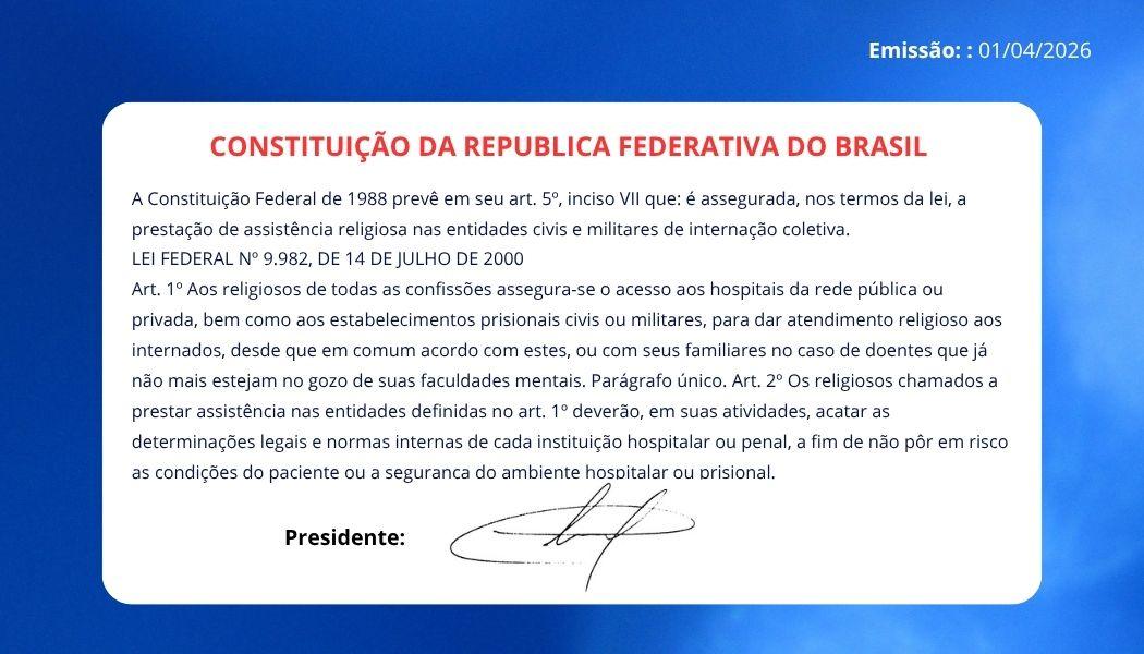 Autorização de Assistência Religiosa.